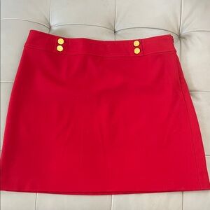 LOFT Outlet Red Mini Skirt with Gold Buttons